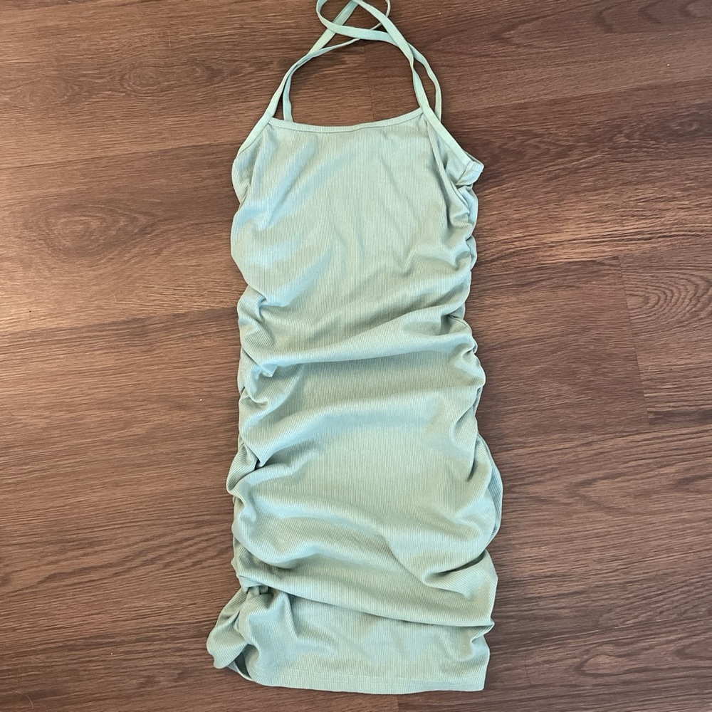 SHEIN Green bodycon ruched dress size medium